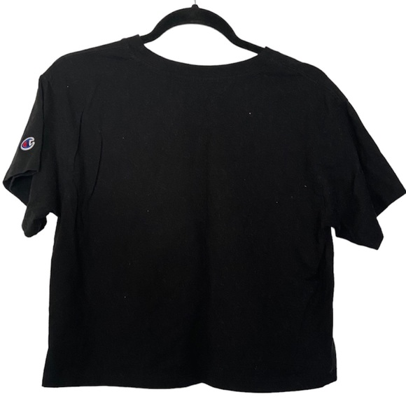 Champion Black Crop Top Tee with Chest Patches - Picture 2 of 4